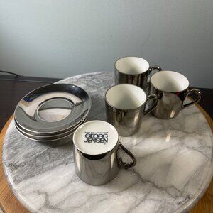 Georg Jensen Modern Espresso Cup Set – Silver Chrome Finish